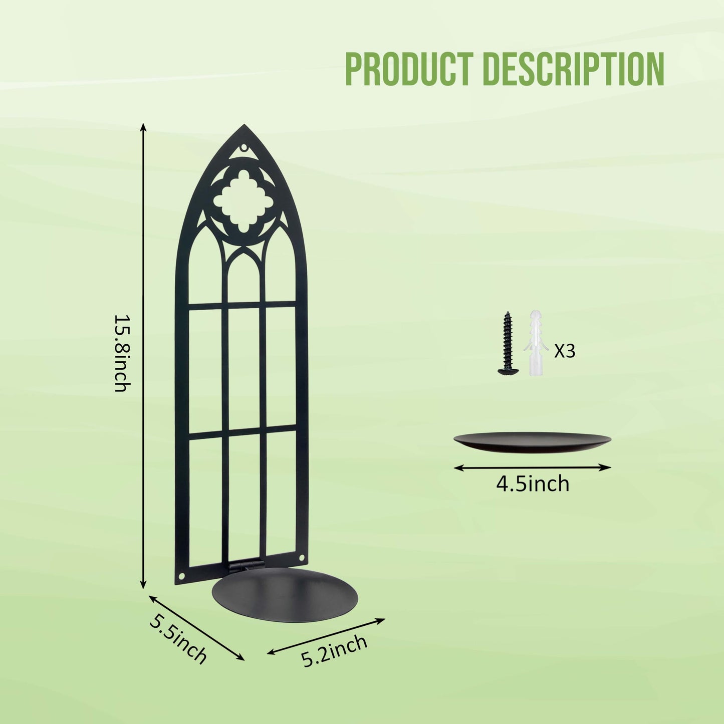 Unique Metal Gothic Wall Sconces Set of Two Candle Holder, Cathedral Gothic Wall Decor, Farmhouse Rustic Wall Art for Home, Dining Room, Living Room, Bathroom, Bedroom