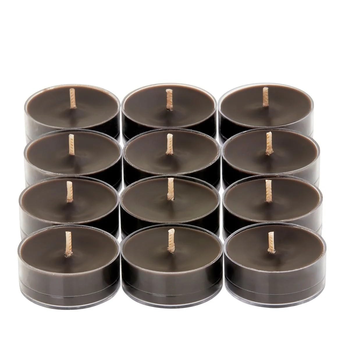 PartyLite Set of 12 Tea Lights Candles, Leather Musk Scent, Aromatherapy Scented Candles Gift Set, Up to 4 to 6 Hours Burn Time