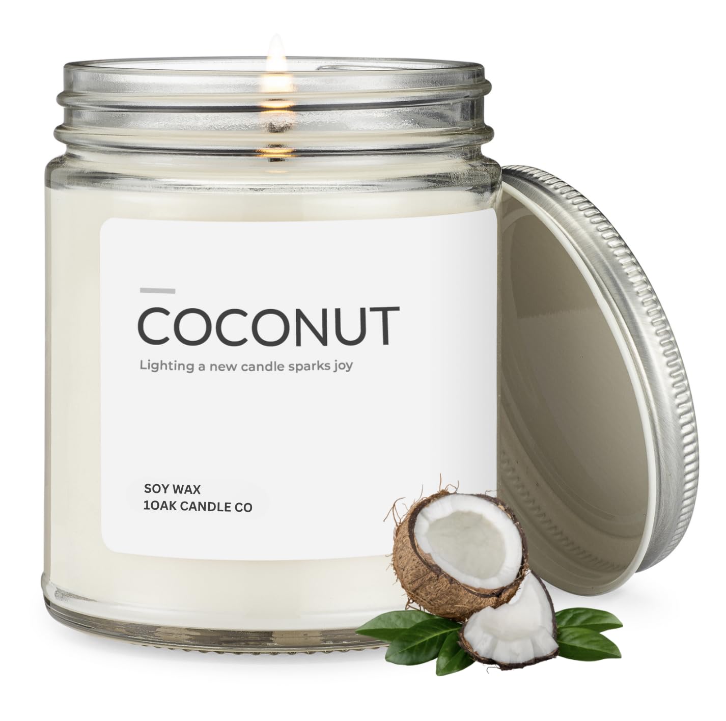 1OAK Coconut Candle - Soy Wax Scented Candles (Coconut) - Soy Candles for Home Scented - Long Burning Premium - Hand-Poured (7oz.)