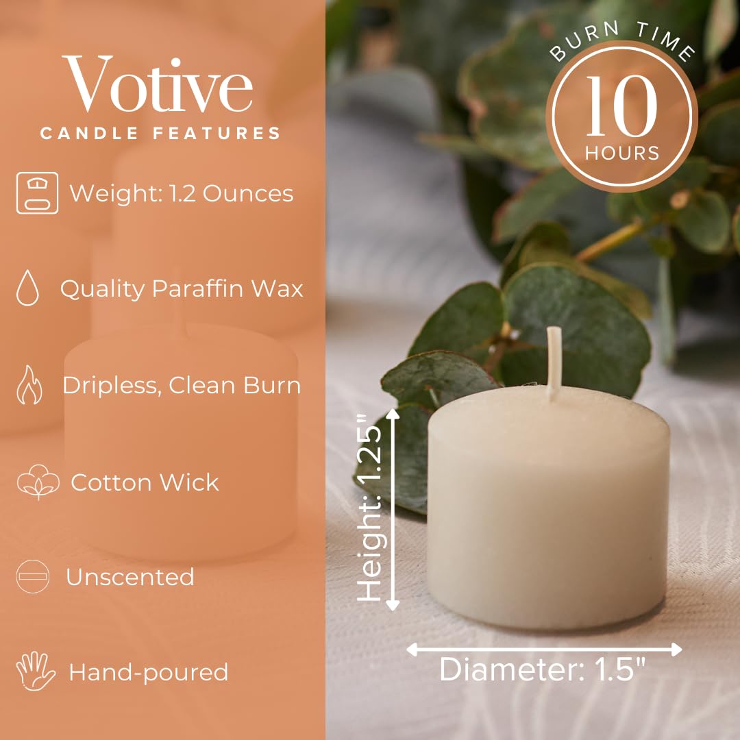 Simply Soson Ivory Votive Candles - Bulk Pack of 24, Unscented, 10 Hour Burn Time, Perfect for Weddings, Birthdays & Home Decor