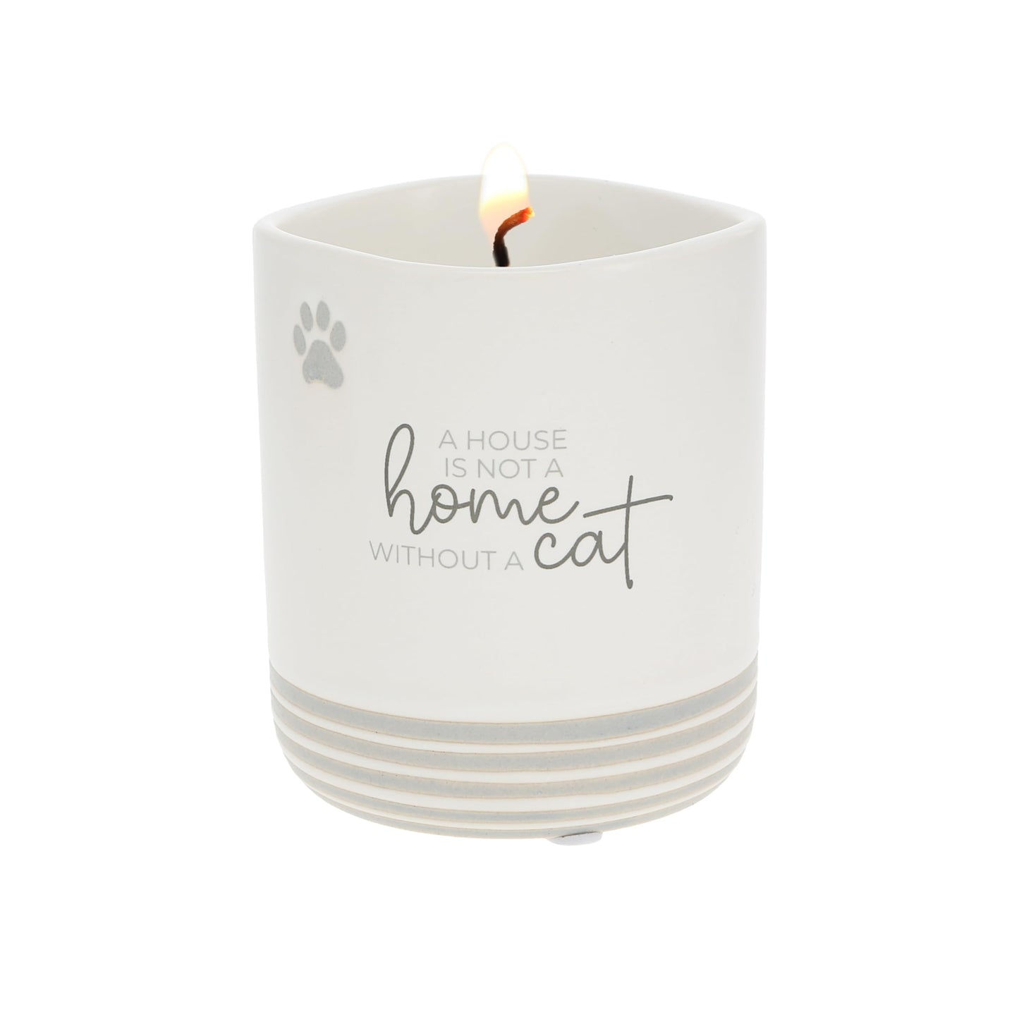 Pavilion Gift Company - Not A Home Without A Cat - 10oz Wax Reveal Secret Surprise Message Single-Wick Jasmine Scented Candle Mom Dad Pet Parent Housewarming Gift Animal Lover Rescue Present