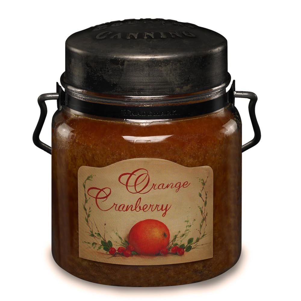 McCall’s Candles | Orange Cranberry | 16 oz Scented Candle | USA-Poured | Vintage Rustic Jar with Carrying Handle | Bright Holiday-Inspired Fragrance