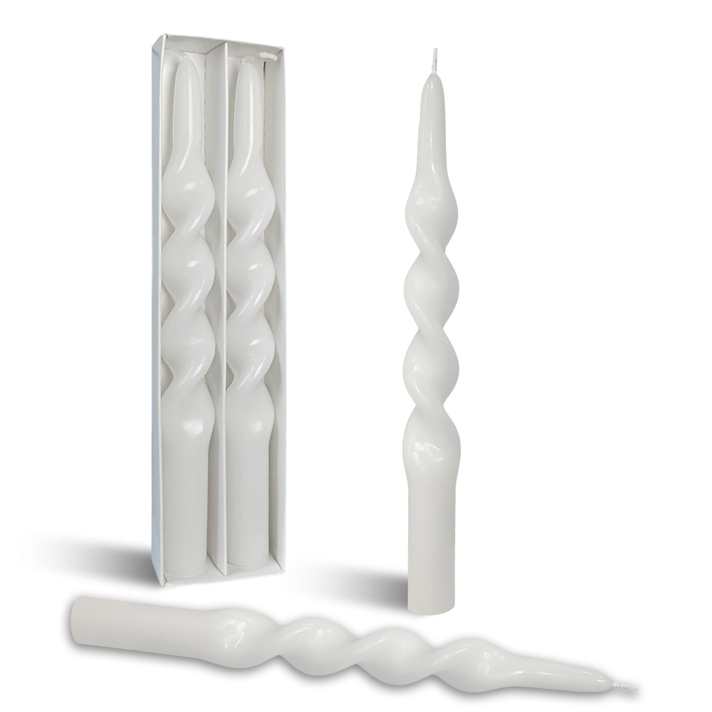BALEAGCDL 10 Inch Twisted Taper Candle White Spiral Candlesticks Unscented Handmade Smokeless Candles Set for Holiday Party Gifts Home Decoration 2 Pcs