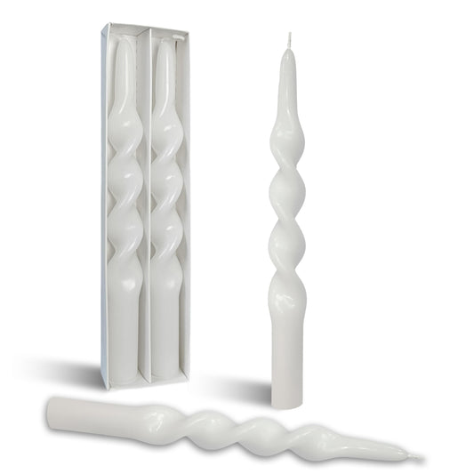 BALEAGCDL 10 Inch Twisted Taper Candle White Spiral Candlesticks Unscented Handmade Smokeless Candles Set for Holiday Party Gifts Home Decoration 2 Pcs