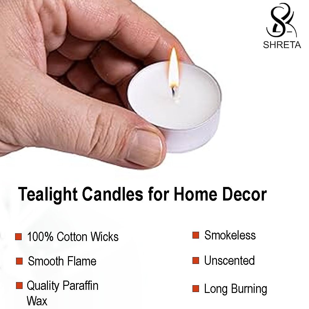 Unscented 75 Tealight Candles Smokeless White Votive Candles Long Burning Wax Candle in Metal Cups with 4 Hours Burn Time (75, White)