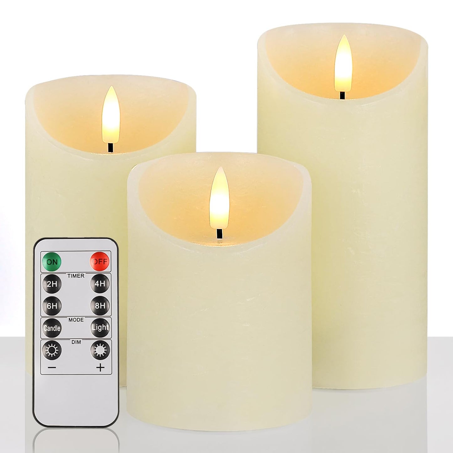 SNUGBLAKI Flameless Candles with Remote, Real Wax Battery Operated Candles with Timer, 3D Wick Ivory Fake LED Candles for Christmas Gifts Home Decor Party Wedding, D3 x H4/5"/6", Set of 3