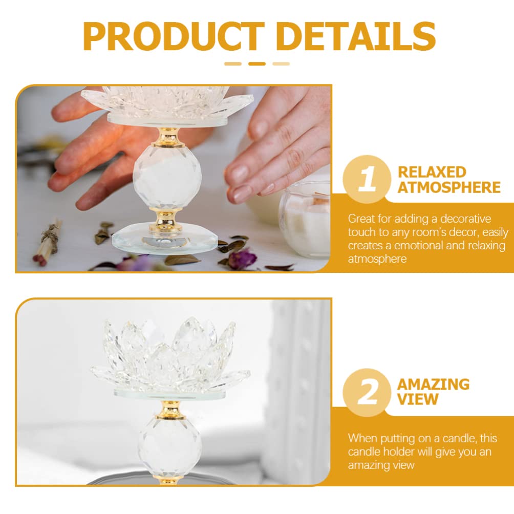 Lotus Crystal Candleholder Elegant Decorative Candlestick for Dining Table Home and Special Occasions Unique Flower-Shaped Design for Romantic Atmosphere for Weddings and Parties