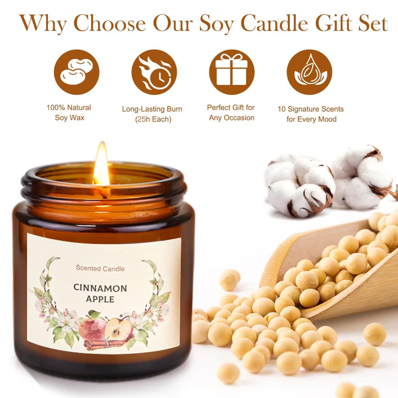 Scented Candles Set for Women Gifts, Soy Wax Candle 10 Pack, Long Lasting Aromatherapy Candles for Home, Birthday, Mother’s Day, Thanksgiving & Holidays