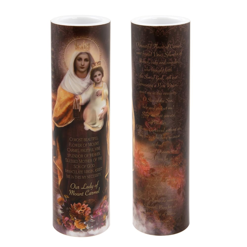 THE SAINTS COLLECTION Our Lady of Mount Carmel LED Flameless Devotional Prayer Candle