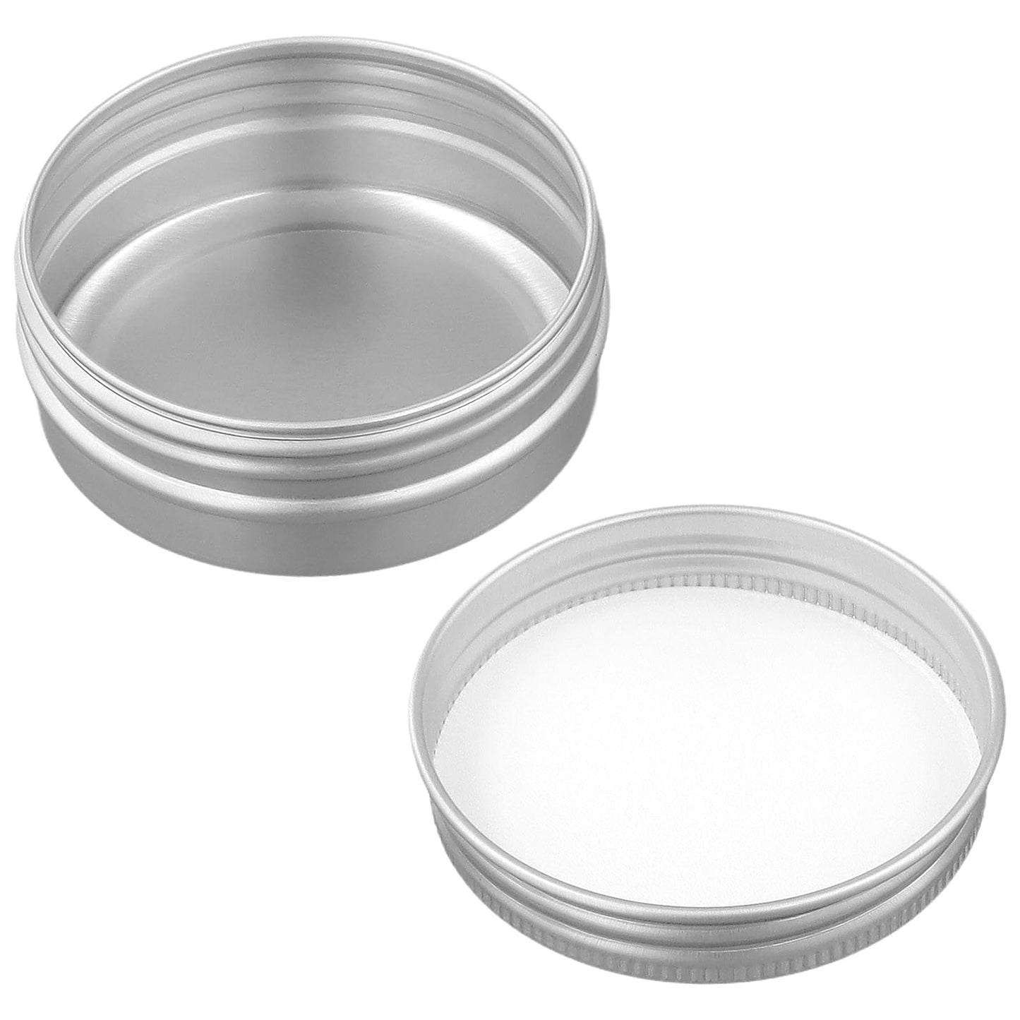 NINGWAAN 80 PCS 2 oz Aluminum Tin Jars, 60ml Metal Round Empty Tin Cans Containers with Screw Lids for Salve, Cream, Candle, Silver