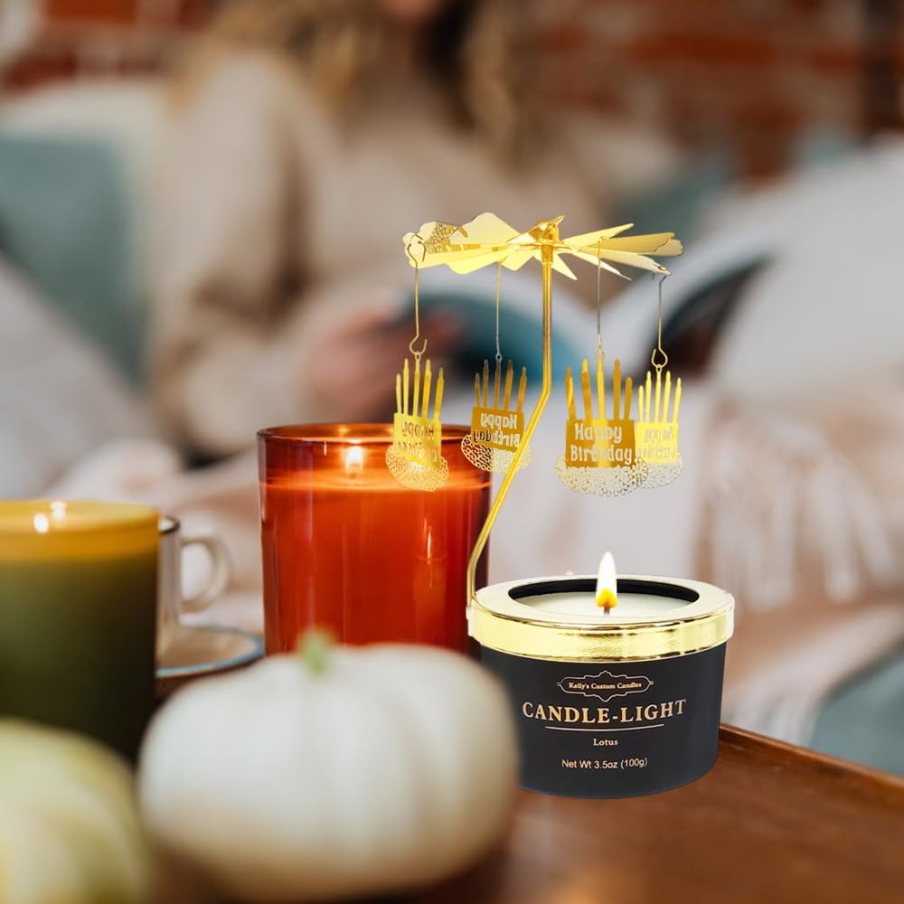 Kelly's Custom Candles Gifts for Women,Funny Gift for Her,Birthday Gifts for Women,Unique Candle Gift for Mom and Wife,Rotating Scented Candles(Birthday Cake).