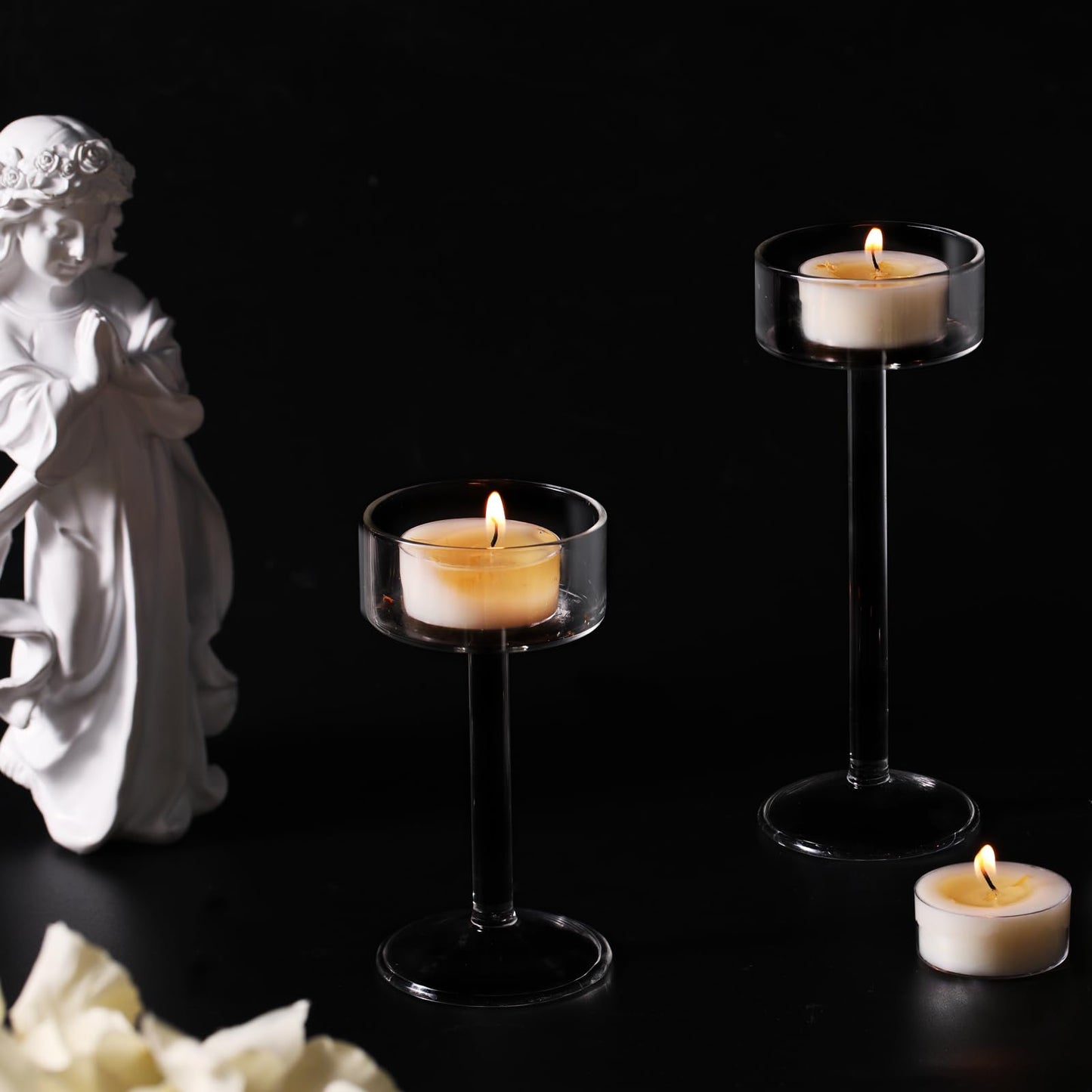 16Pcs Vanilla Scented Tealight Candles, Palm Wax White Tea Lights, 4h Long Burning Tea Light Candles with Dried Flowers for Holiday, Wedding, Spa, and Home Decoration
