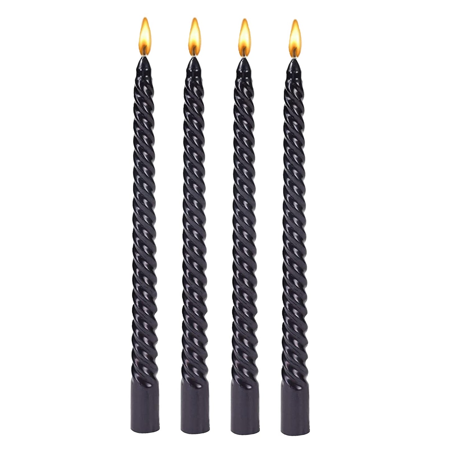 Taper Candles,10 inch-Set of 4 Metal StyleTapered Candles, Long Candle,Tall Candlesticks, Long Candle Sticks,Spiral Taper Candle,Home Dinner, Party, Wedding, Halloween (4, Black, 10 inch)