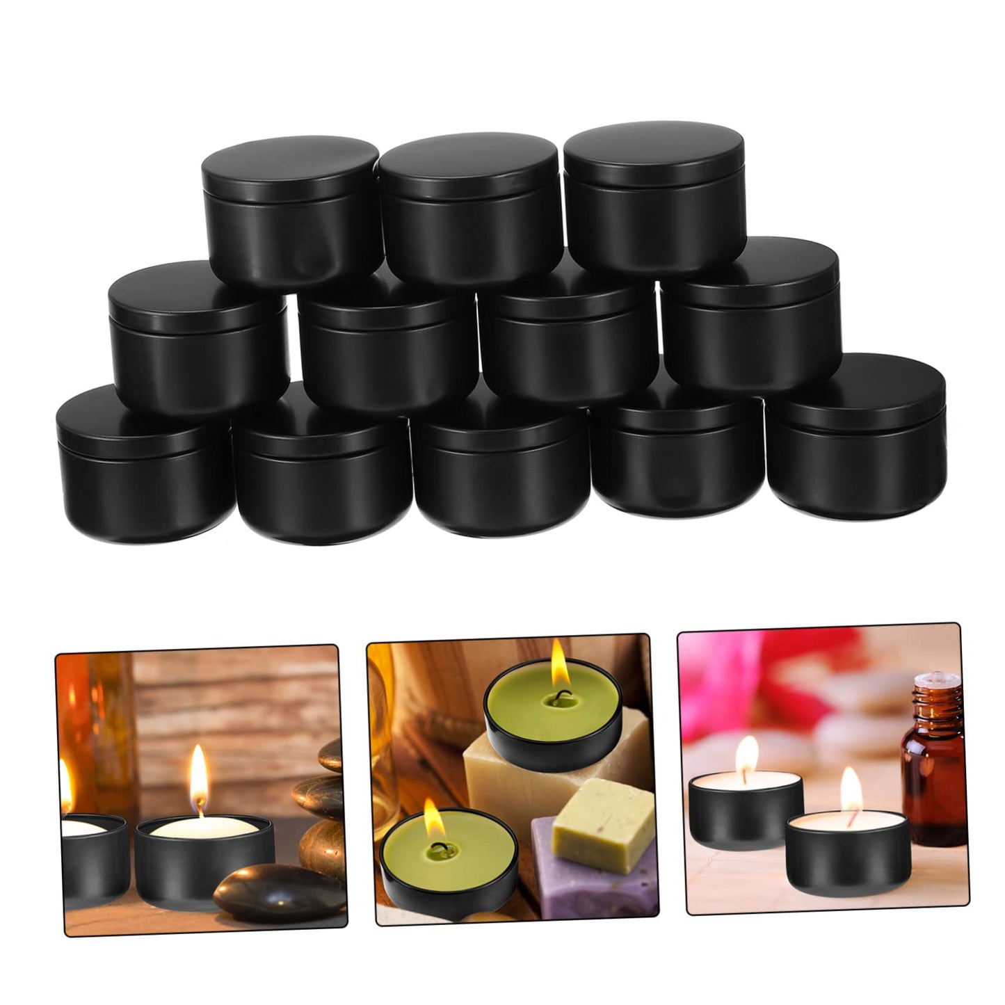 STOBOK 12pcs Candle Tins for Projects Portable Metal Candle Containers Seamless Design for Travel and Crafting for Aromatherapy and Storage