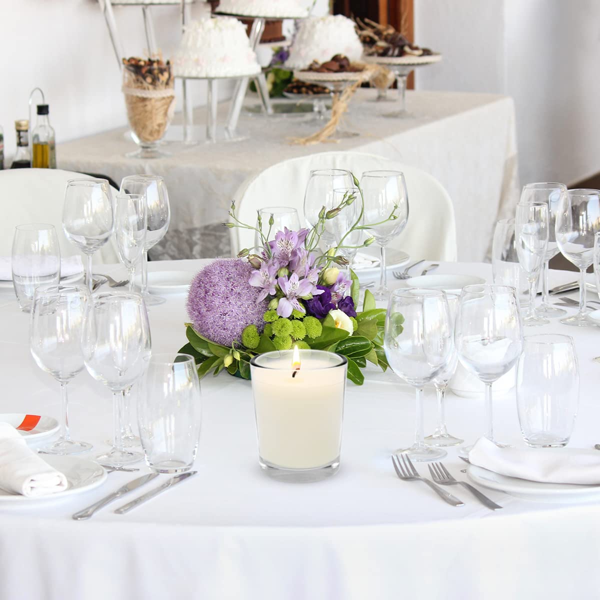 Haoson Unscented White Votive Candles in Glass 20 Packs Small Soy Wax Votives for Wedding Party Dinner Table