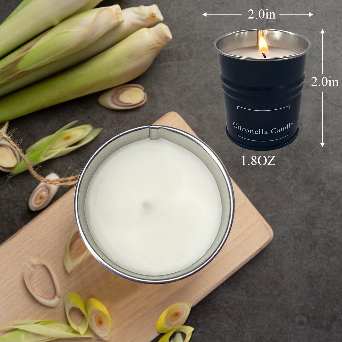 Tengyukenny 9 Pack Black Small Outdoor Citronella Candles, 1.8oz, Strong Lemongrass, Repel Scented, Soy, Non-Toxic, for Patio, Camping, Indoor