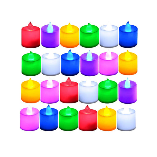 LANKER 24 Pack Flameless Tealight Candles, 7 Color Changing Battery Operated Led Tea Lights, Electronic Fake Candles, Decorations for Wedding, Party, Christmas, Halloween (7 Color Changing)
