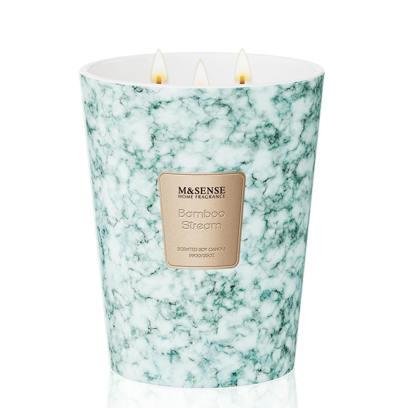 M&SENSE Extra Large Candle 35oz 150H BambooStream Scented Candle,3 Wick Highly Scented Jar Candle, XL Candles Gift for Stress Relief, Meditation, Yoga