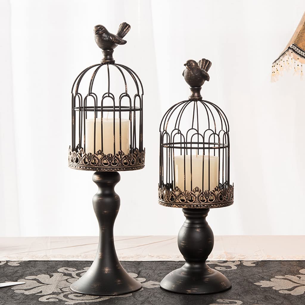 WAOCEO Candlestick Holders Candlestick Ornaments European Retro Candlestick Birdcage Wedding Props Wedding Candlestick Cafe Restaurant Decoration Candle Holders (Size : B)