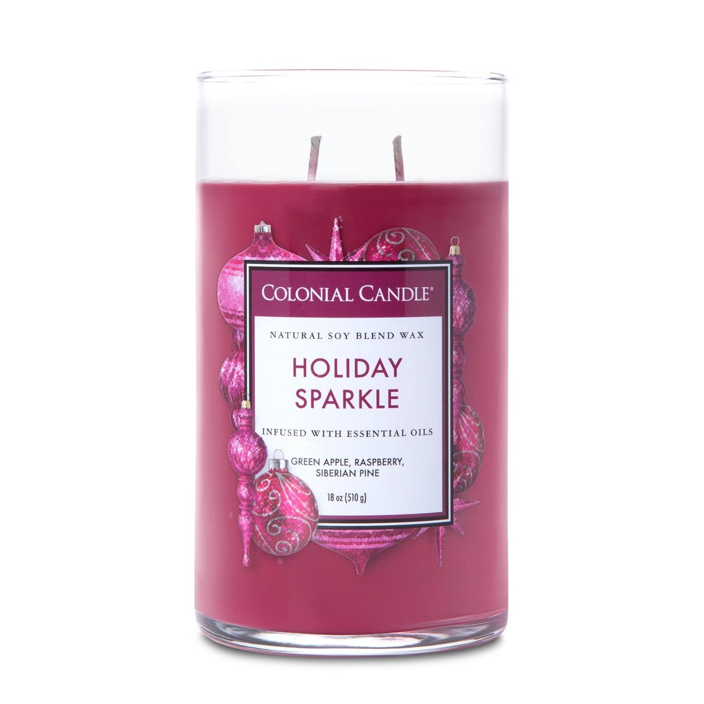 Colonial Candle Scented Jar Candle, Classic Cylinders, Holiday Sparkle, 2 Wick, 19 oz, Purple
