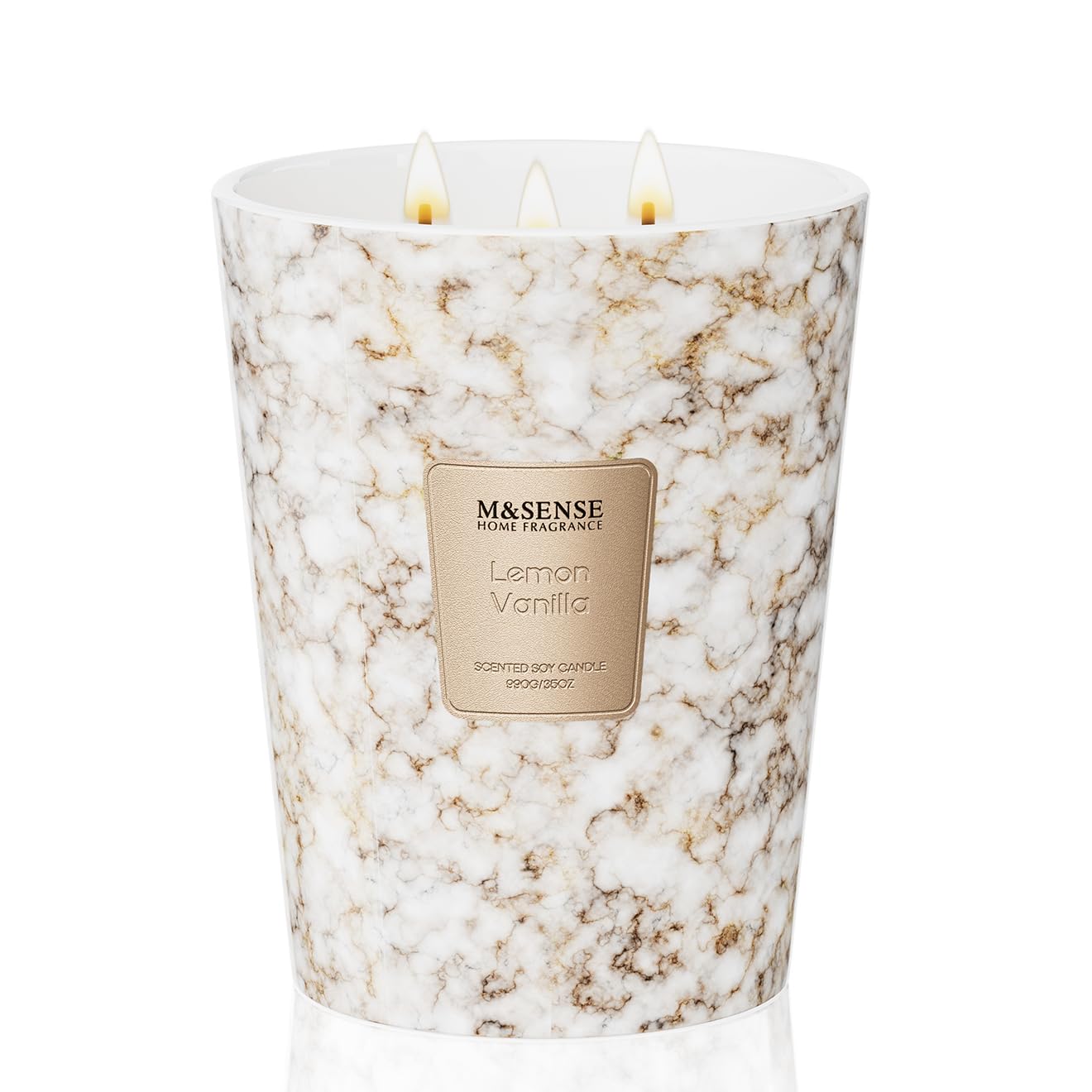 M&SENSE Extra Large Candle 35oz 150H Sugared Lemon Zest Scented Candle, 3 Wick Highly Scented Jar Candle, XL Candles Gift for Stress Relief, Meditation, Yoga