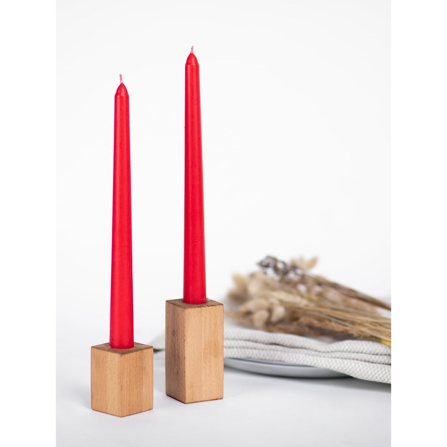 CANDWAX 10 inch Red Taper Candles Set of 4 - Unscented Smokeless Dripless Long Burning Candlesticks - Perfect as Taper Candlesticks for Dinner or Holiday Home Decor - Red Candle Sticks