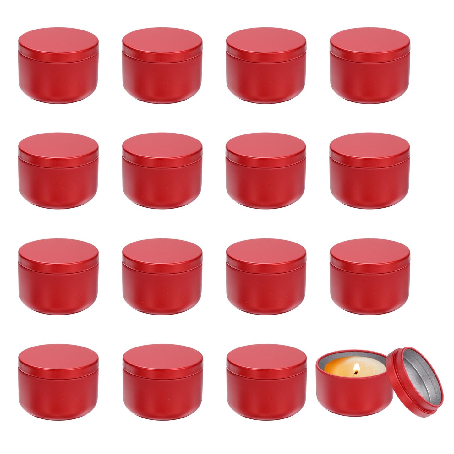 MECCANIXITY 3oz Candle Tins, 16pcs Metal Candle Tins Jars with Lids Round Empty Tin Can Containers Bulk for Storage Tea and Making DIY Arts Crafts Christmas Gifts, Wine Red