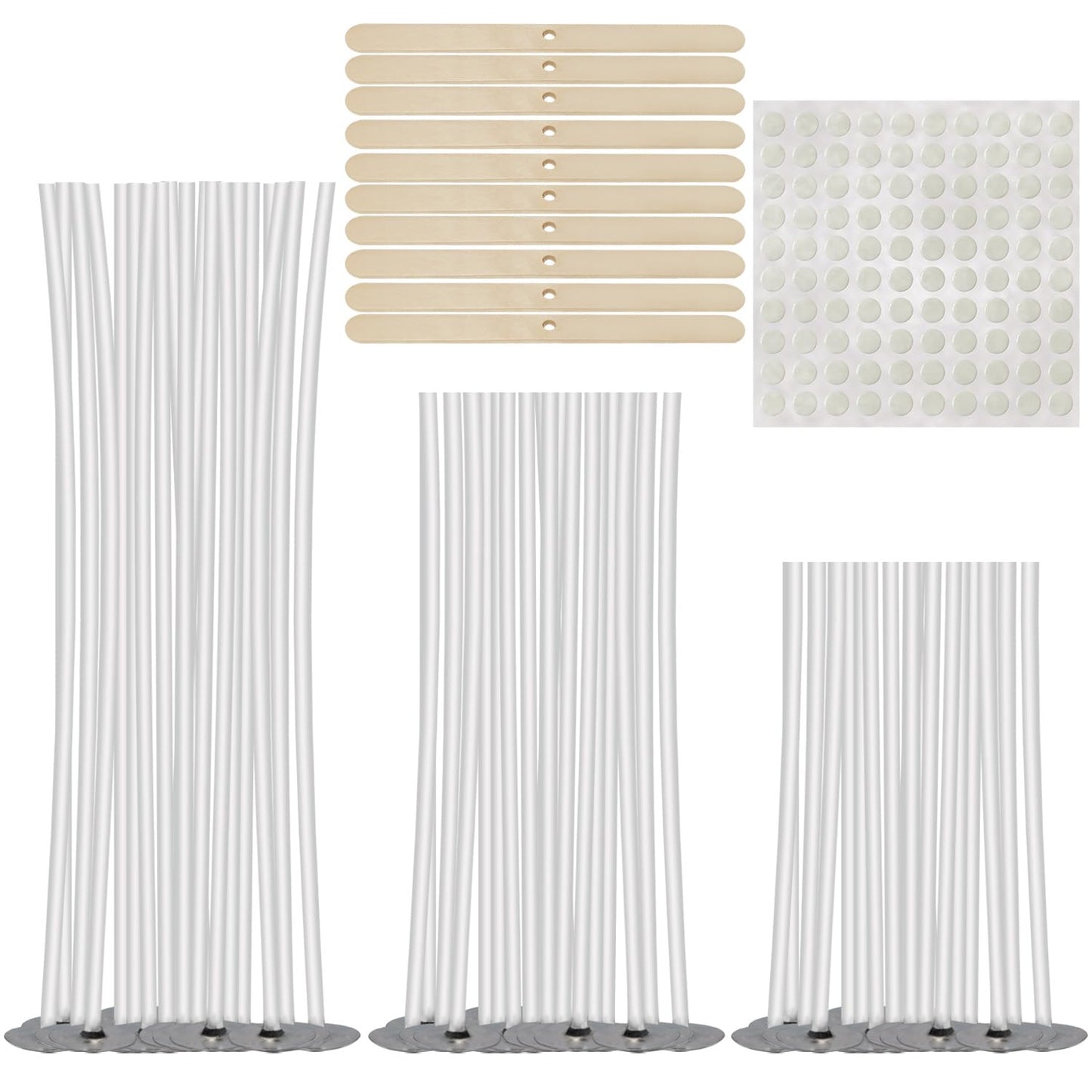 150 Pcs Candle Wicks Kit, Pre Waxed Cotton Wick with 150 Pcs Wick Stickers and 10 Pcs Candle Wick Holders for Soy Wax, Beeswax, Coconut Wax Candle Making and DIY