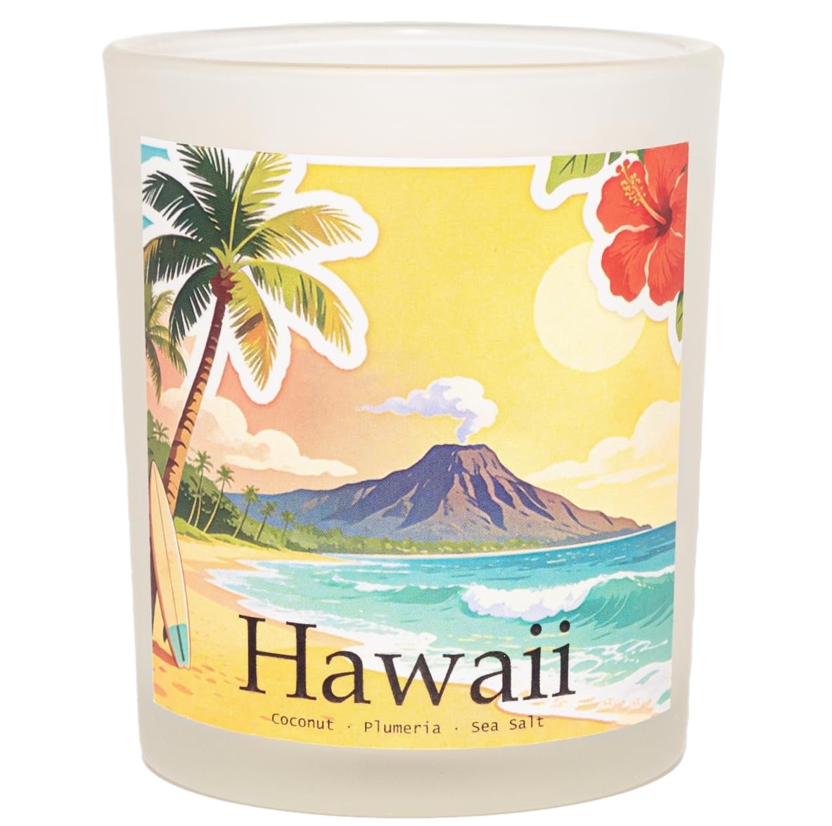 Hawaii Breeze Scented Candle, Coconut & Plumeria & Sea Salt - Hawaii Gifts, Hawaiian Gifts for Women, Hawaii Souvenirs, Tropical Souvenirs, 100% Soy Wax, 7OZ
