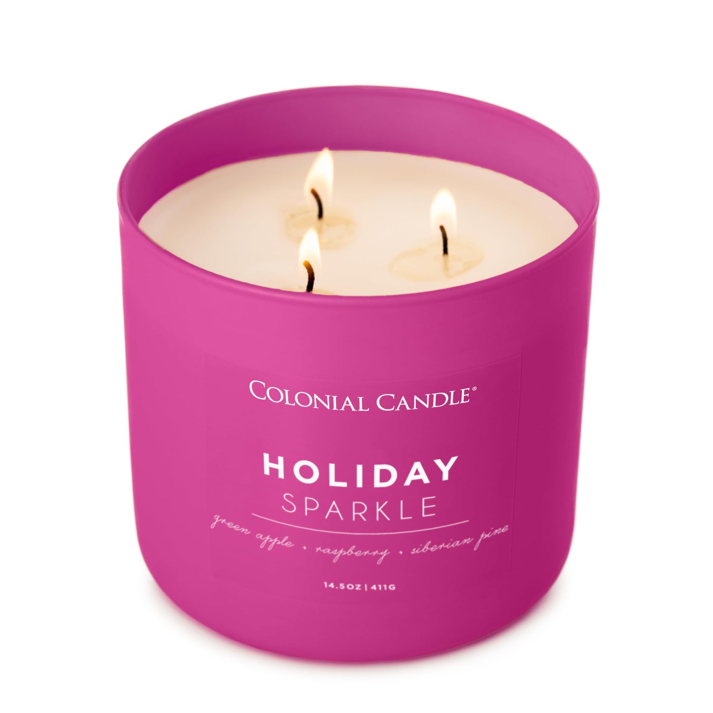 Colonial Candle Holiday Sparkle Scented Jar Candle, Pop of Color Collection, 3 Wick, Purple, 14.5 oz - Up to 60 Hours Burn
