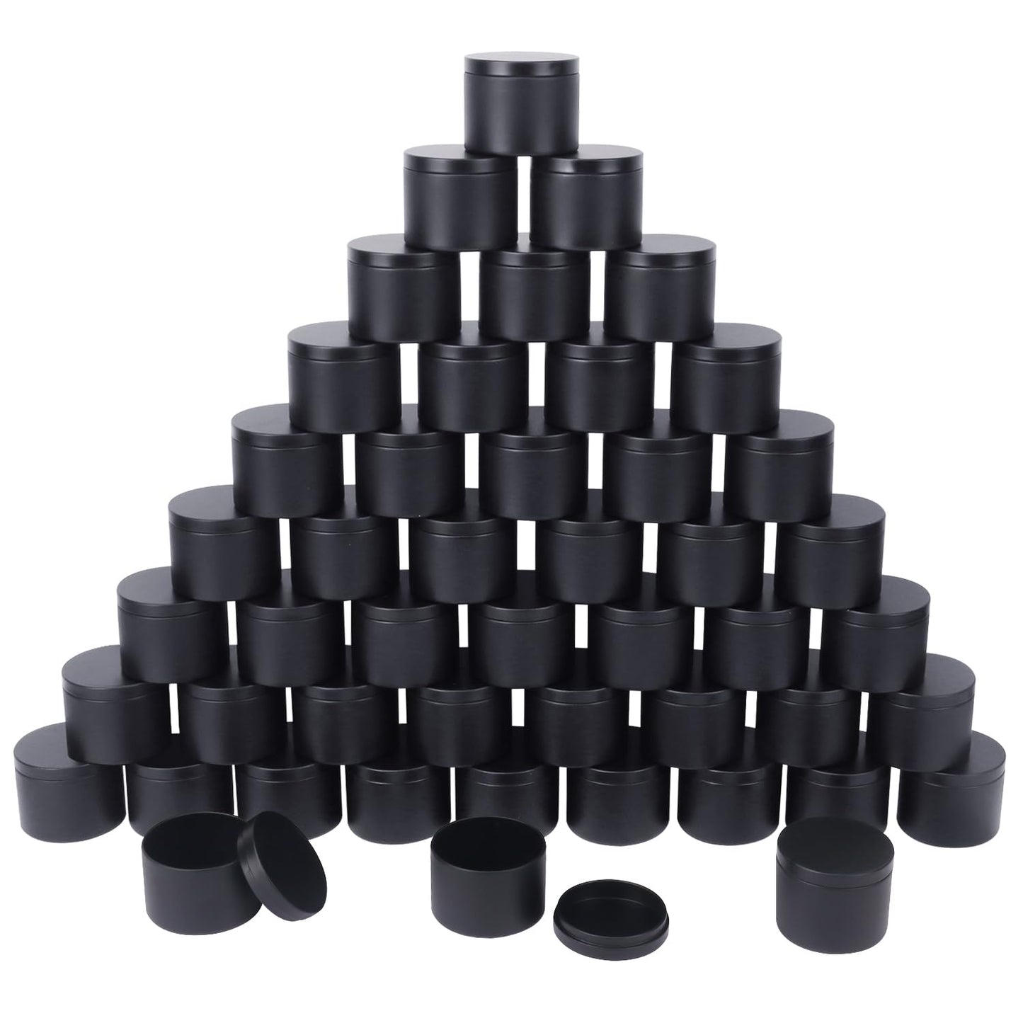 Biugaaufai 48 Pack 4 oz Black Metal Candle Tins with Lids, Round Bulk Metal Candle Jar, Matte Finish, for DIY Candle Making and Storage
