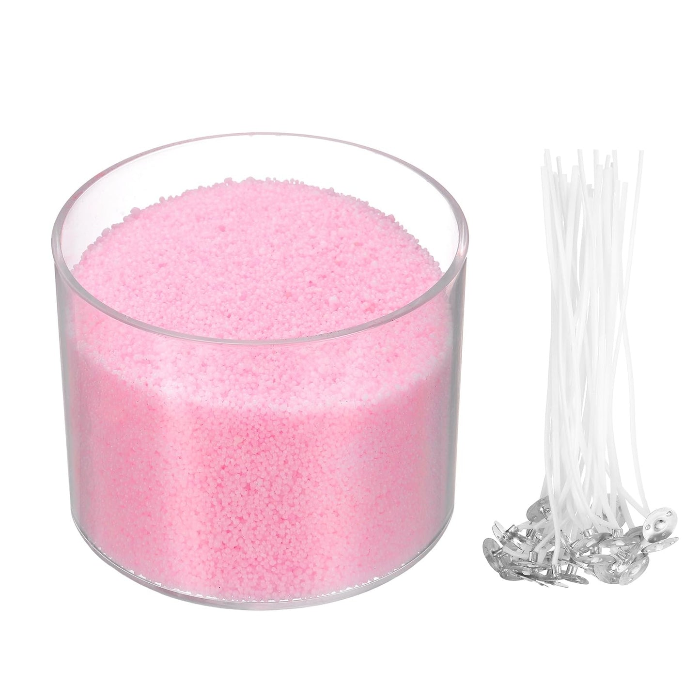 MECCANIXITY Pearled Sand Candles with 30 Pcs Wicks 14Oz / 400g Candle Beads Refillable Powder Sand Wax Making Kit for Thanksgiving Christmas Wedding Party DIY Home Crafts, Pink