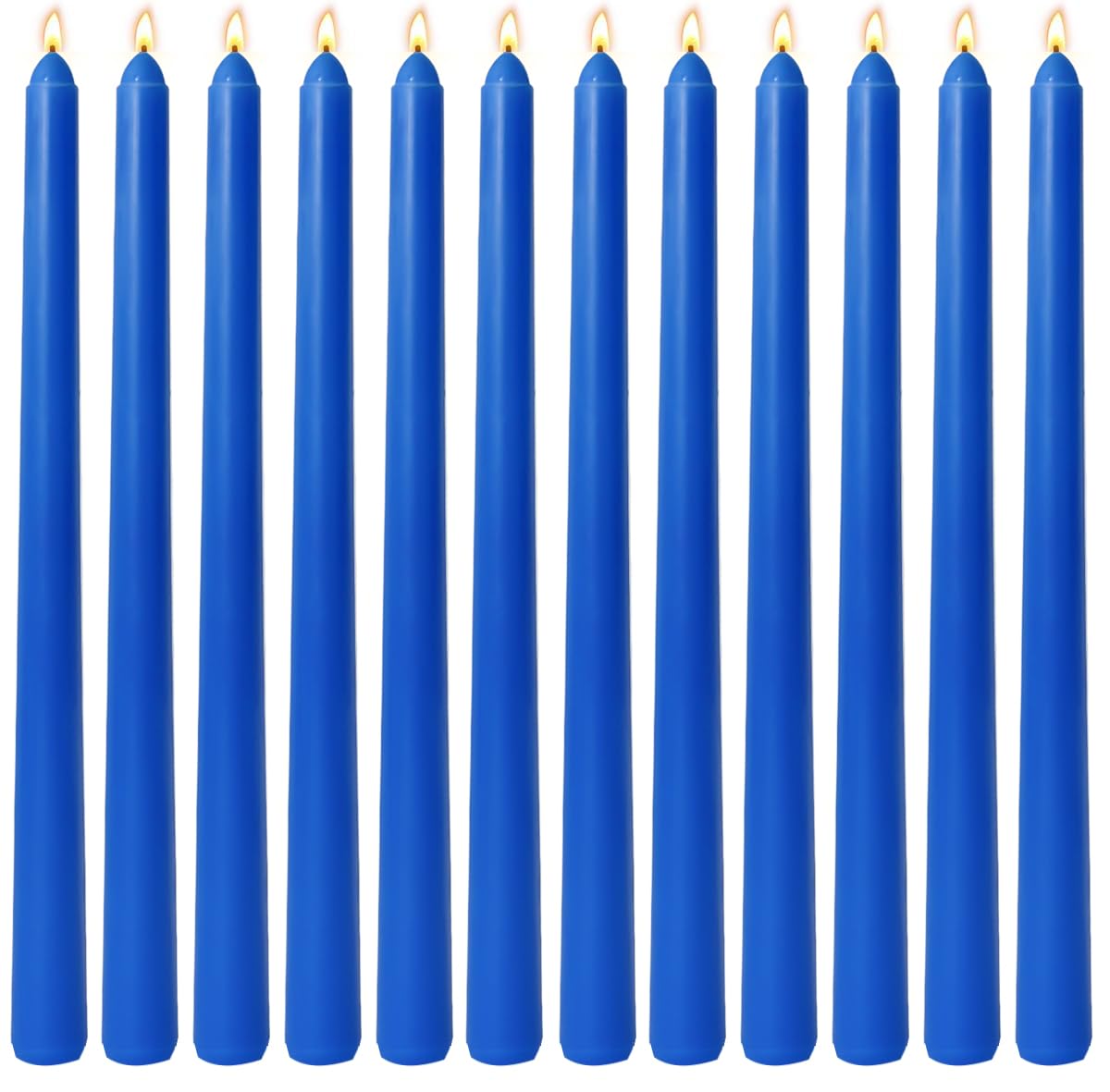 12-Pack Royal-Blue Taper Candles, 10 Inch Unscented Dripless Candlesticks, Long-Lasting Burn Time of 7-8 Hours, Perfect for Home Décor Dinner Party Meditation