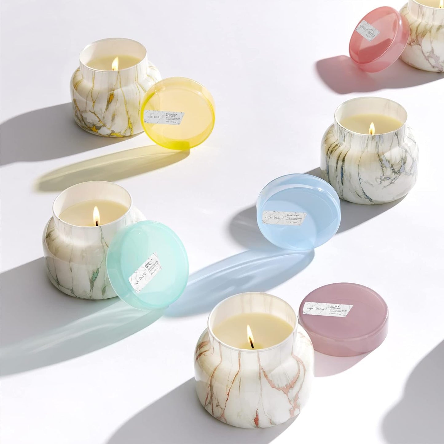 Capri Blue Modern Marble Jar Candles - Luxury Scented Candles for Home - Long Lasting Soy Wax Blend - Scented Home Decor Gifts - Coconut Santal (8 oz)