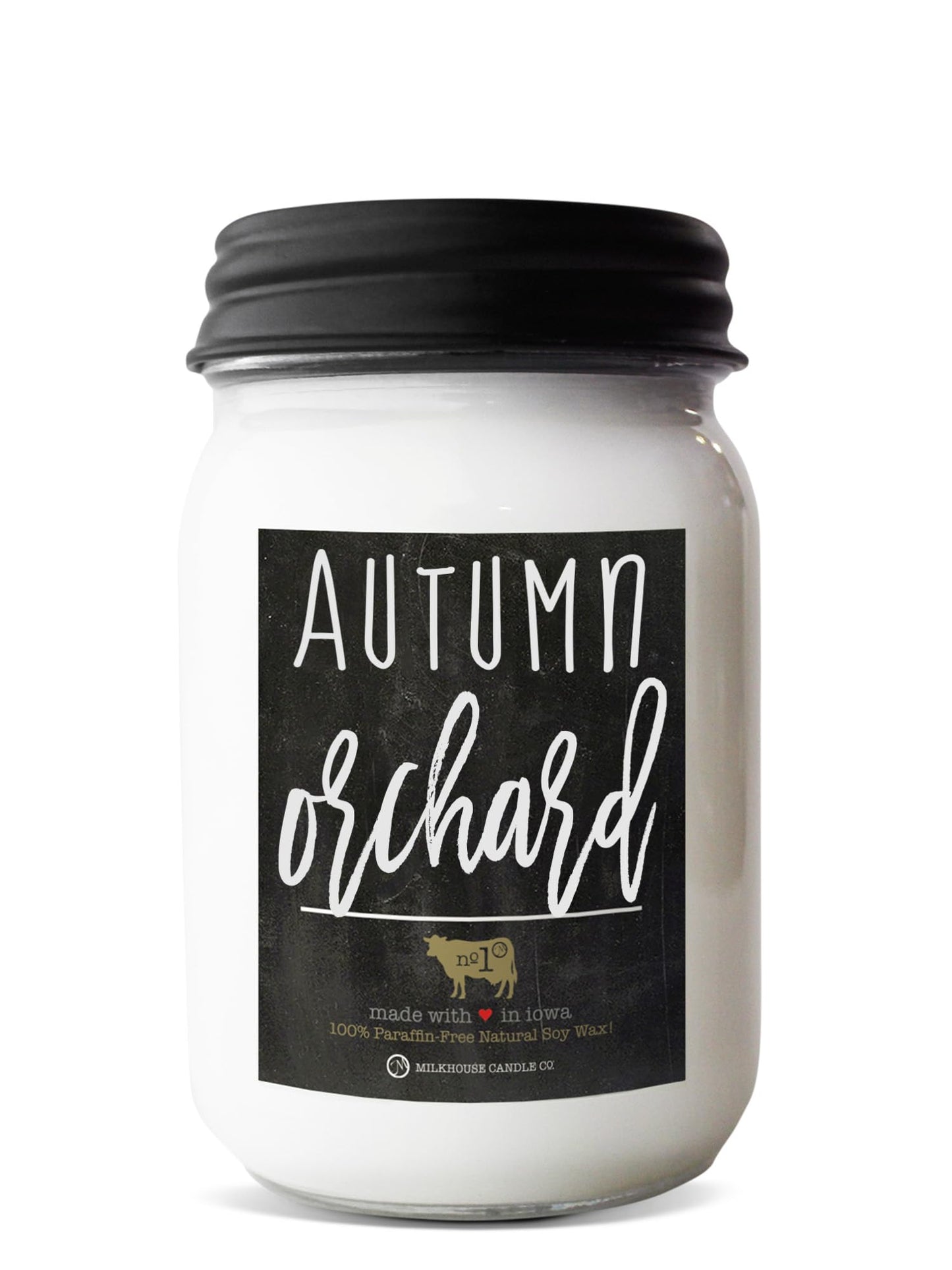 Milkhouse Candle Company Autumn Orchard Soy Candle - Ripe Apple | Cinnamon Clove | Sandalwood Scented - 13 oz Mason Jar with Lid, 70+ Hour Burn Time, Made in the USA