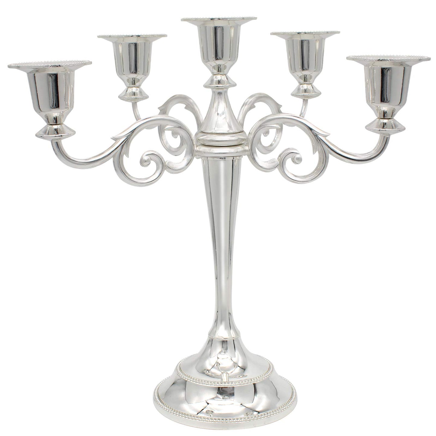 Dorlotou Metal Candelabra 5-Candle 10.1 Inch Tall Candle Holder Stick for Home Wedding Event and Party Festival,Silver