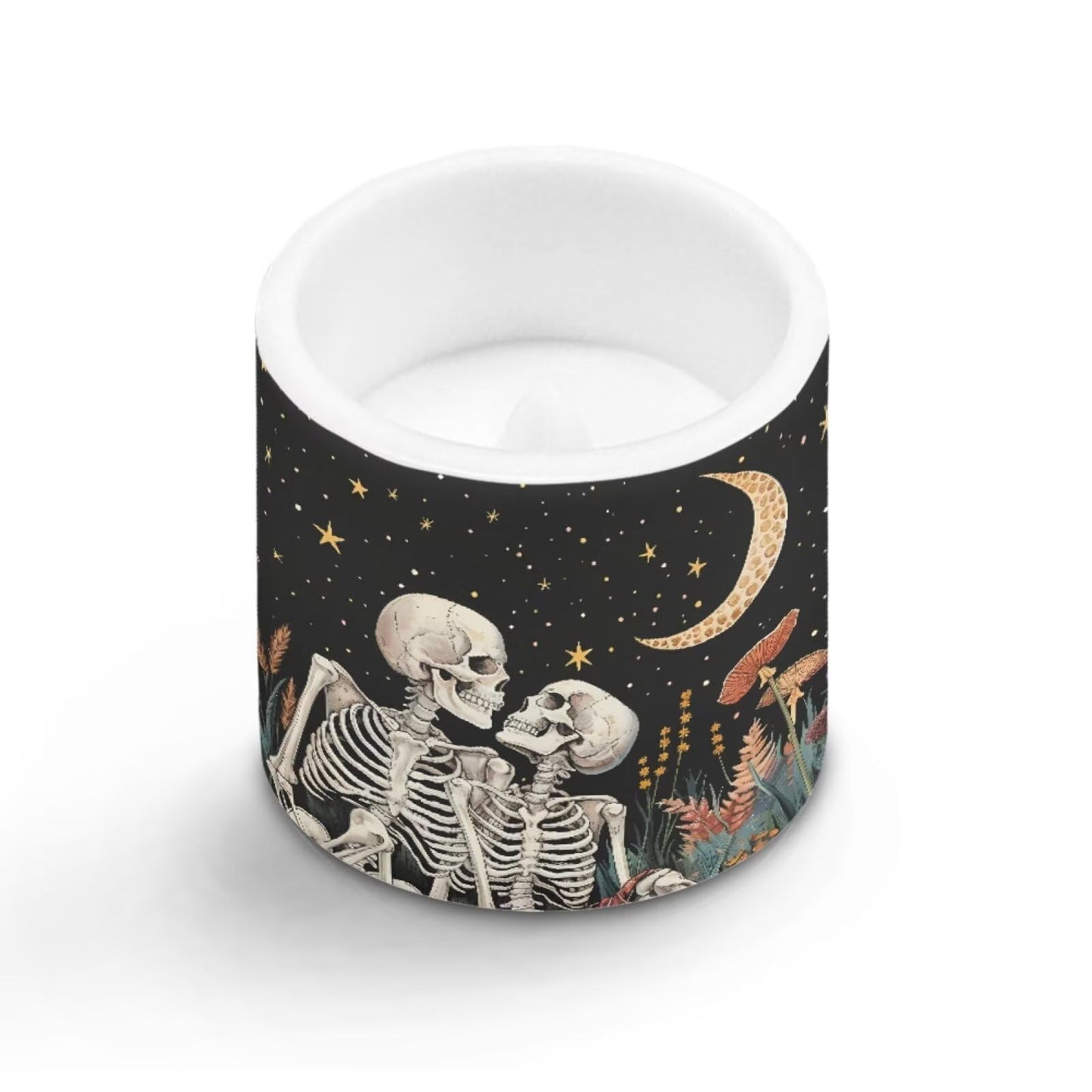 Merkmak Pack of 4 Flameless Candles Battery Operated Candles with Remote and Timer Flickering LED Elictric Pillar Tealights for Indoor Outdoor Decorations, Moon Skeleton