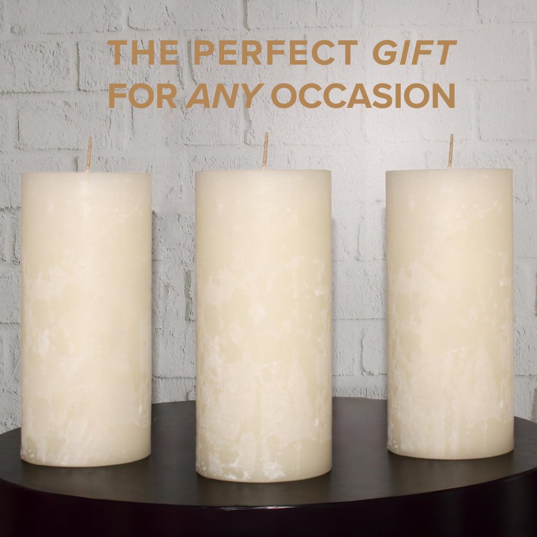 Simply Soson Warm Vanilla Scented Candle Set - 3x4 Ivory Pillar Candles for Home, Aromatherapy, Women, Fall