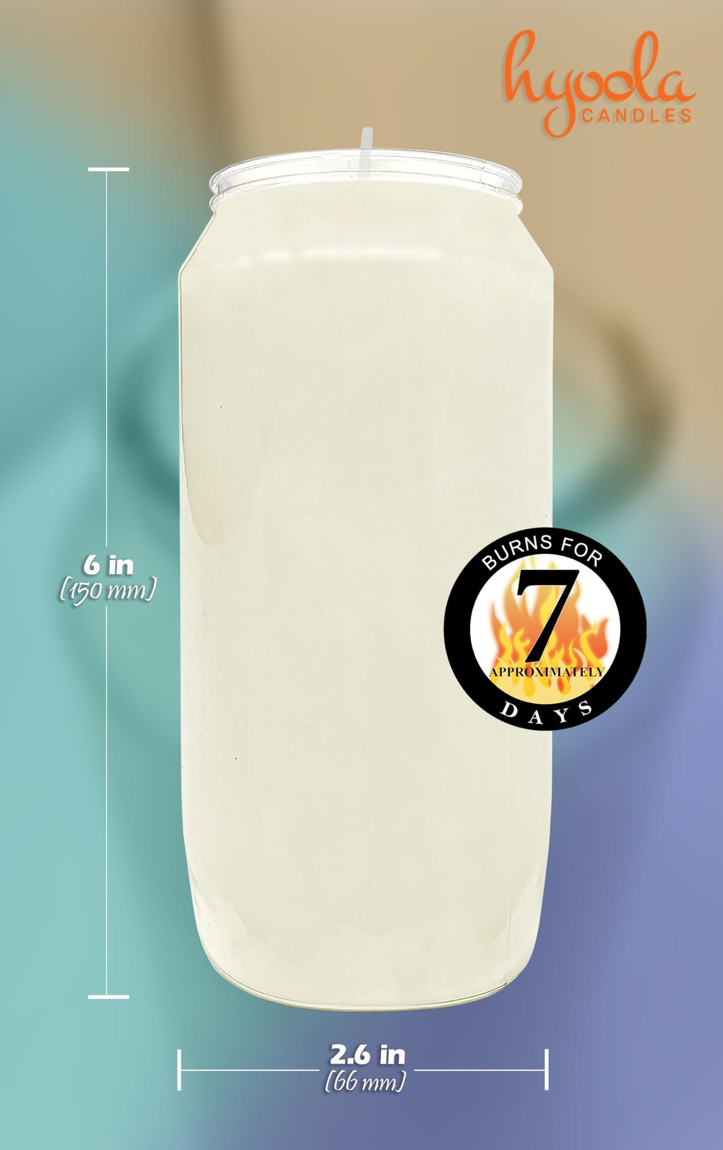 Hyoola 7 Day White Prayer Candles, 3 Pack - 6" Tall Pillar Candles for Religious, Memorial, Party Decor, Vigil and Emergency Use - Vegetable Oil Wax in Plastic Jar Container