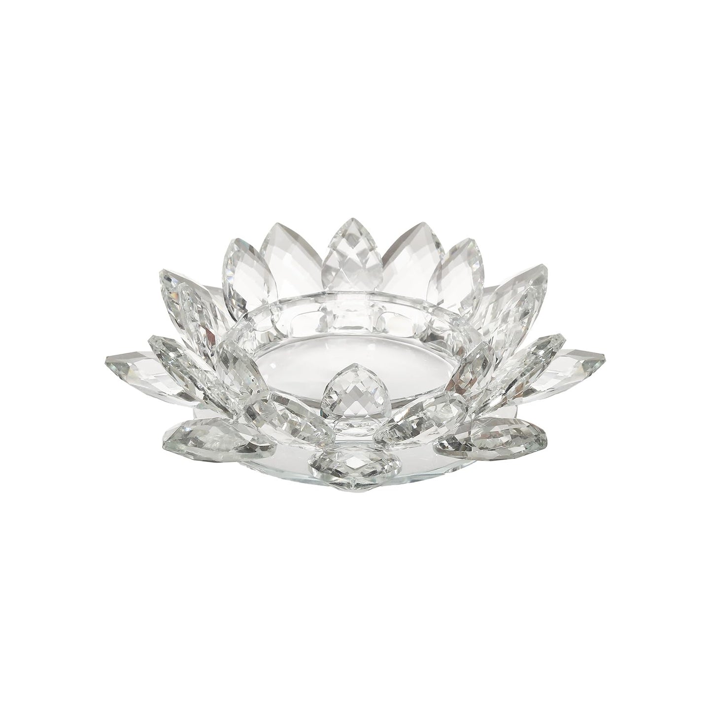 Crystal Lotus Flower Tealight Candle Holder, Clear, 7.48in