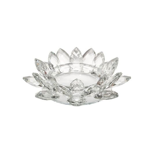 Crystal Lotus Flower Tealight Candle Holder, Clear, 7.48in