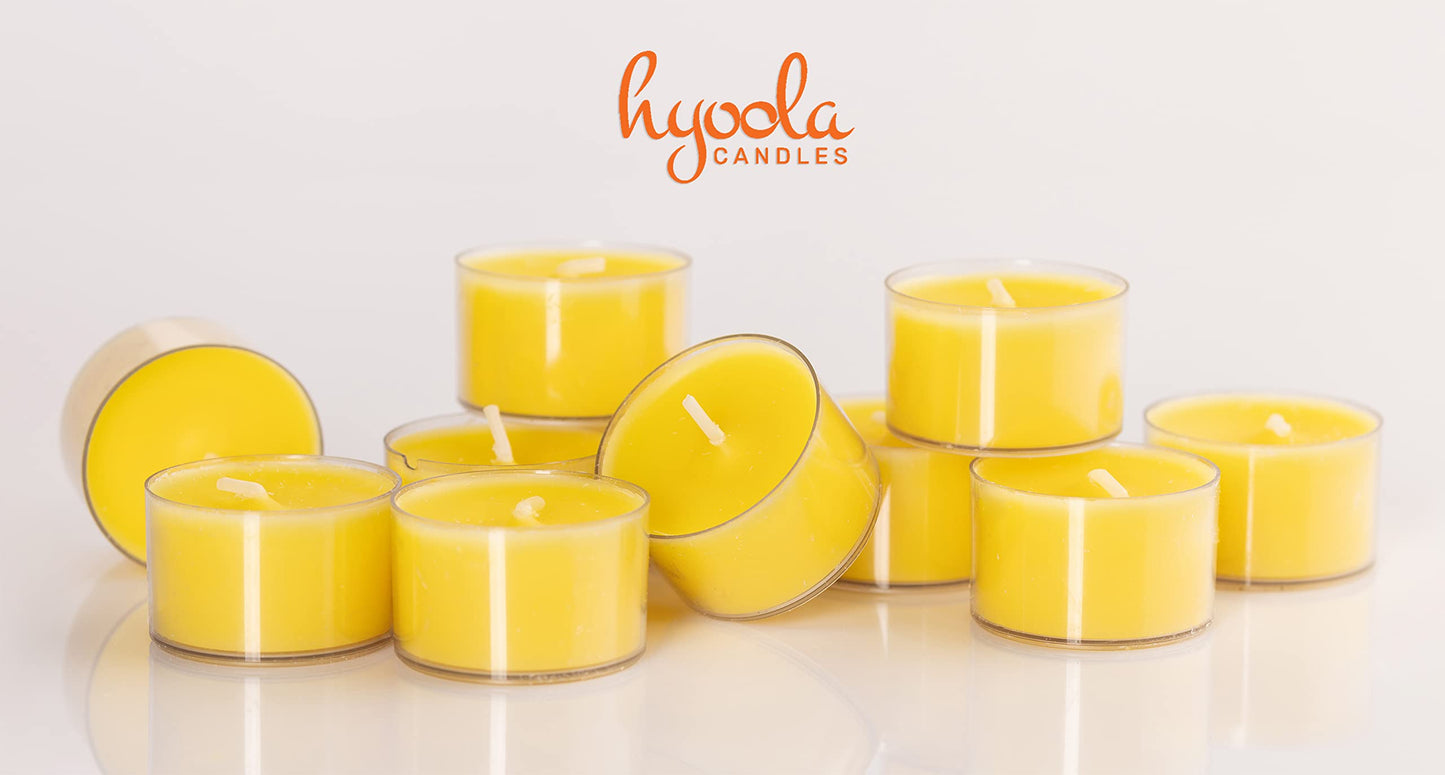Hyoola Tealight Citronella Candles Outdoor, 8 Hour Burn Time, Indoor and Outdoor Mosquito, Insect and Bug Repellent Citronella Candle, Natural Fresh Scent, Decorative in Clear Cup (Pack of 40)