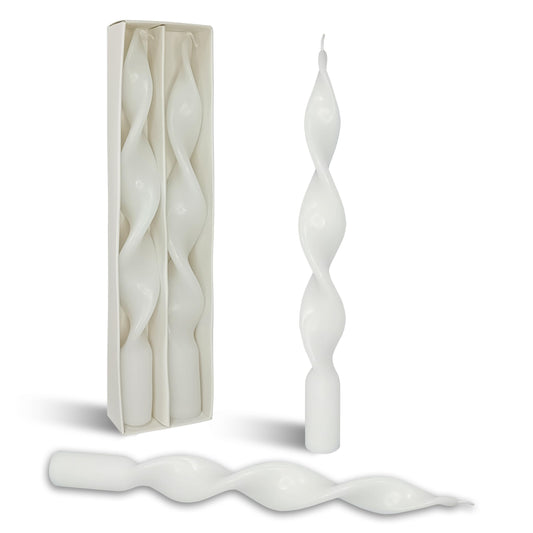 Smokeless White Spiral Taper Candle Unscented Taper Candlesticks Handmade 10 Inch Long Twisted Candles for Candlelight Dinner Wedding Home Decor