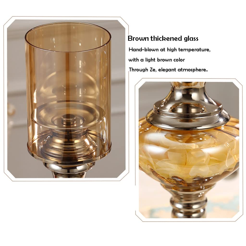 Candle Holder Neoclassic Candle Holder Living Room Home Candle Holder Decoration Metal Glass Dining Table Candle Holder Decoration Candlestick (Size : A)