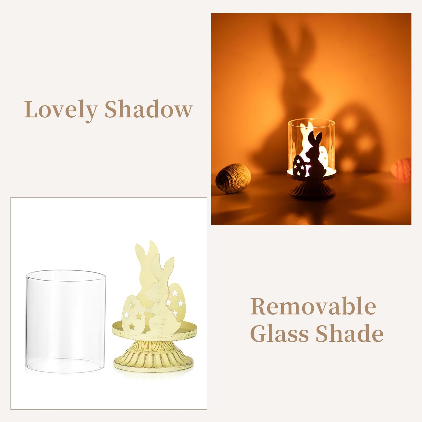 Sziqiqi Bunny Candle Holder for Easter: Tealight Holders Centerpiece Table Decorations for Pillar Candles - Coloured Rabbit Tea Light Candle Holders for Easter Party Spring Home Decor