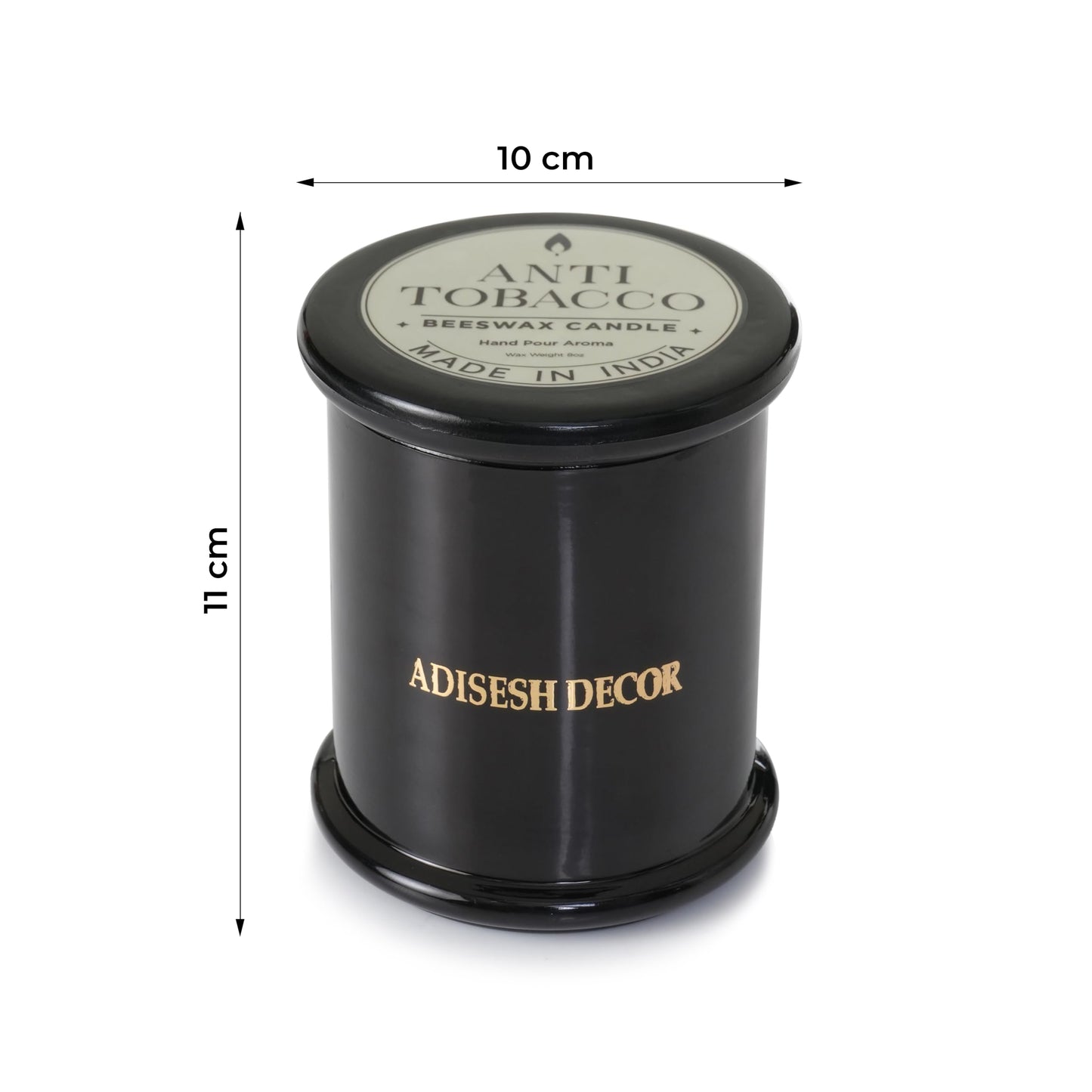 Adisesh Decor Anti Tobacco Beeswax Candle – Long Lasting 70+ Hour Burn | Natural Odor Eliminating Scented Candle for Home, Smoke & Pet Odor Neutralizer | Hand Poured Clean Burning Decorative Candle