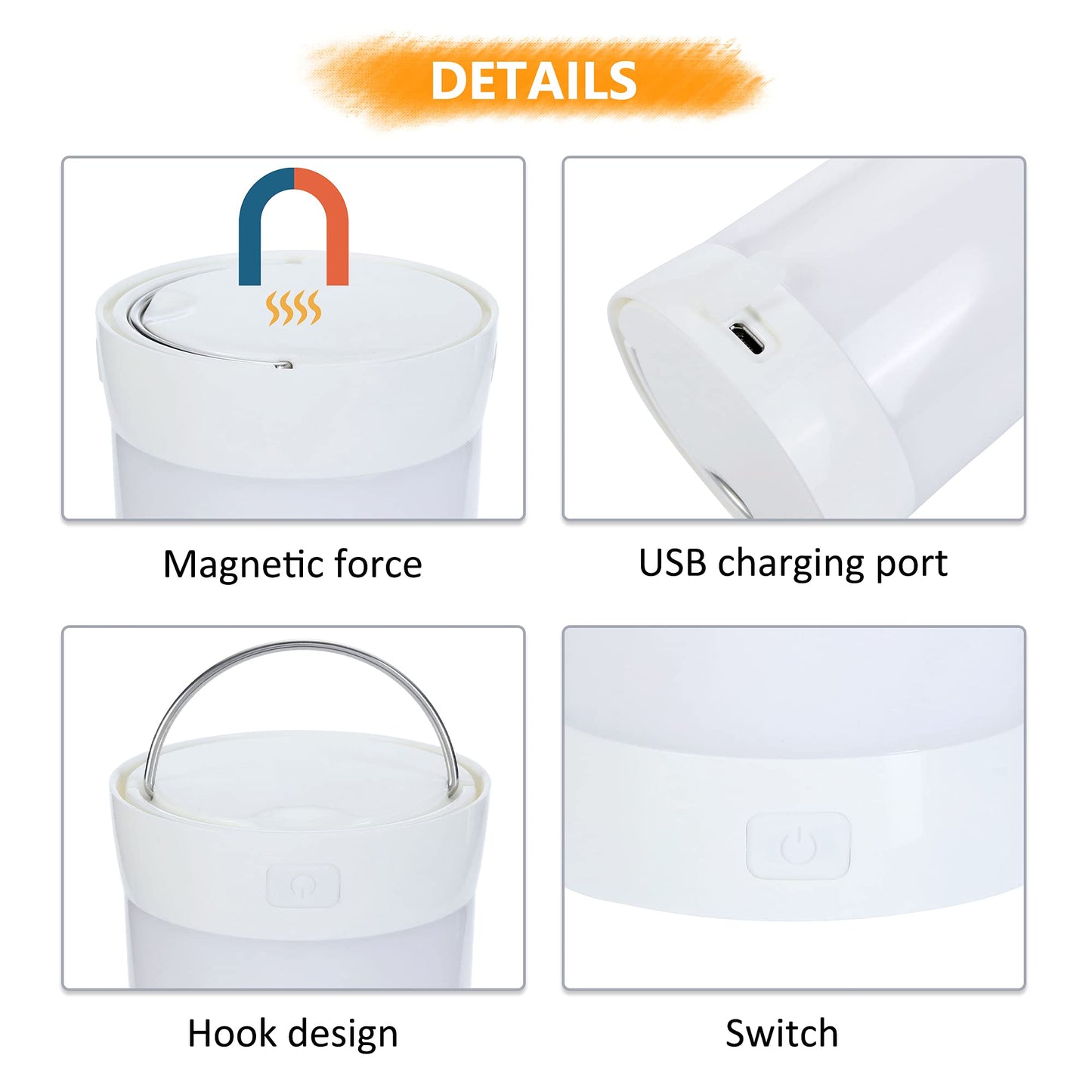 Lpraer 2Pack LED Flame Light, USB Rechargeable 4 Modes Flickering Flame Candle Lantern with Remote Timer Gravity Sensing Effect Magnetic Base Waterproof Dimmable Outdoor Indoor Lamps
