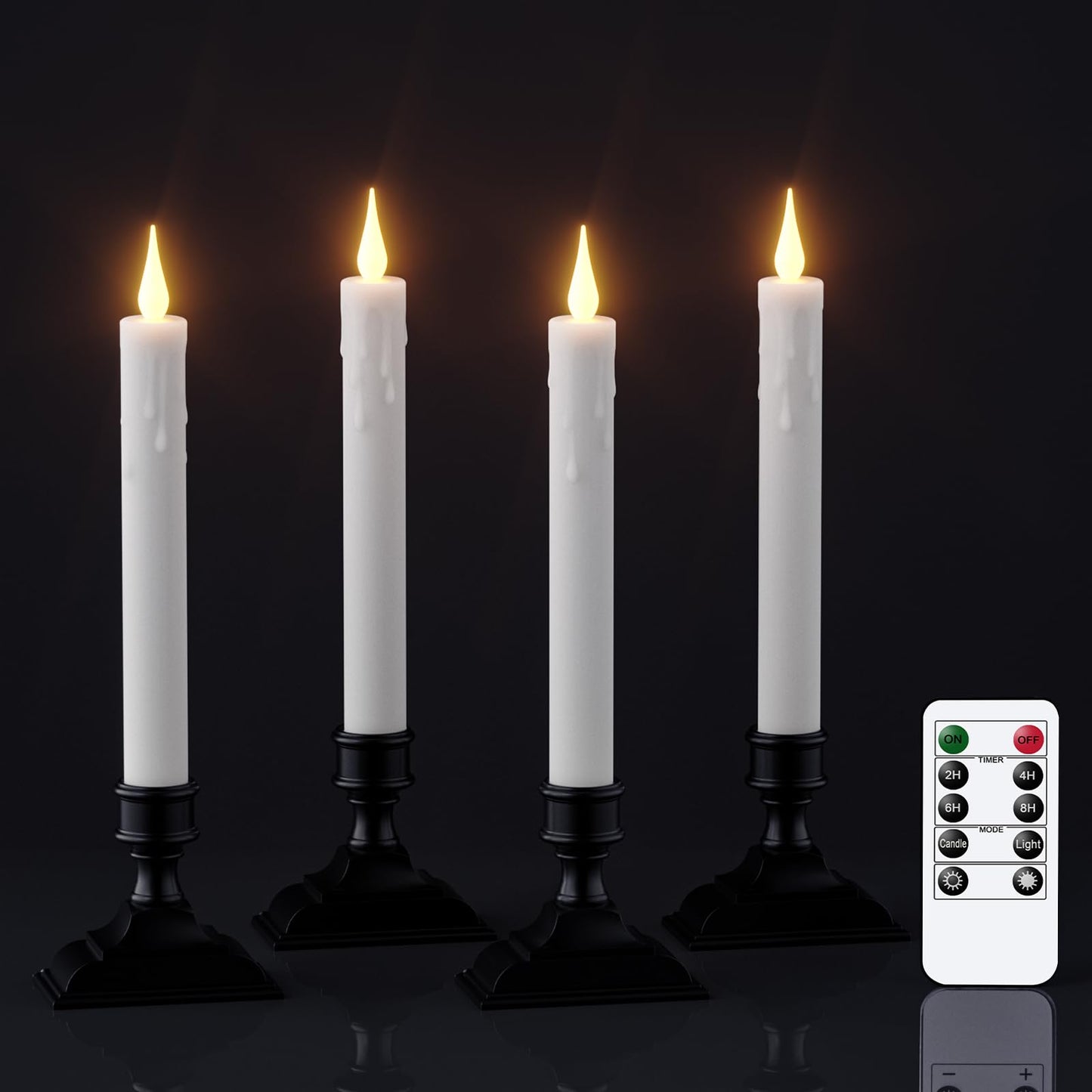 Wondise Flameless Window Candles with Timer & Remote, Battery Operated LED Flameless Flickering Holiday Candles with Removable Holder and Suction Cups for Christmas Thanksgiving Home Decoration