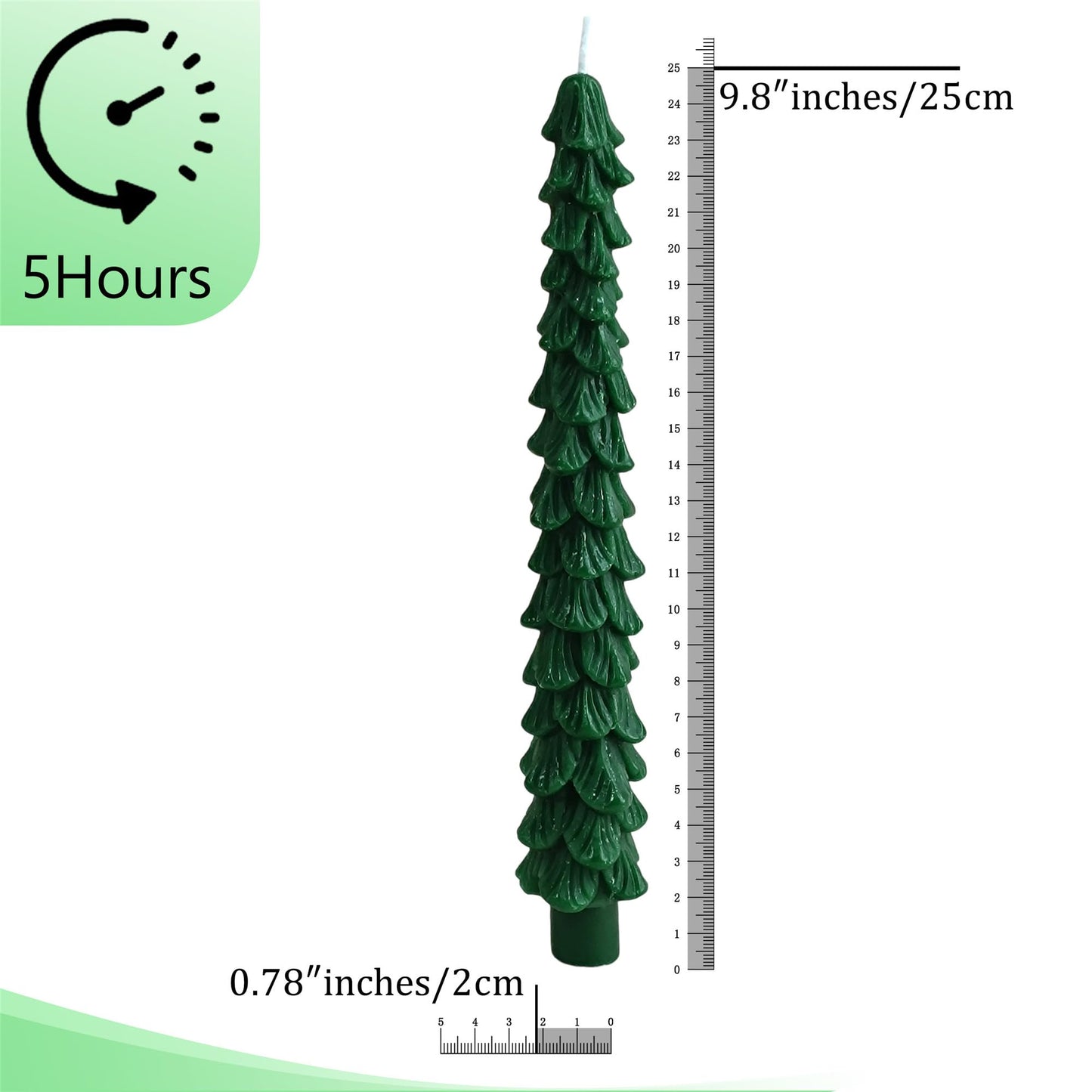 Christmas Tree Candle Green Candlesticks - Gedengni 10inches Unscented Tree Shaped Taper Candles Decorative Tapered Candles Cute Candle Sticks for Holiday Wedding Party Dinner Table Decoration, 2pcs