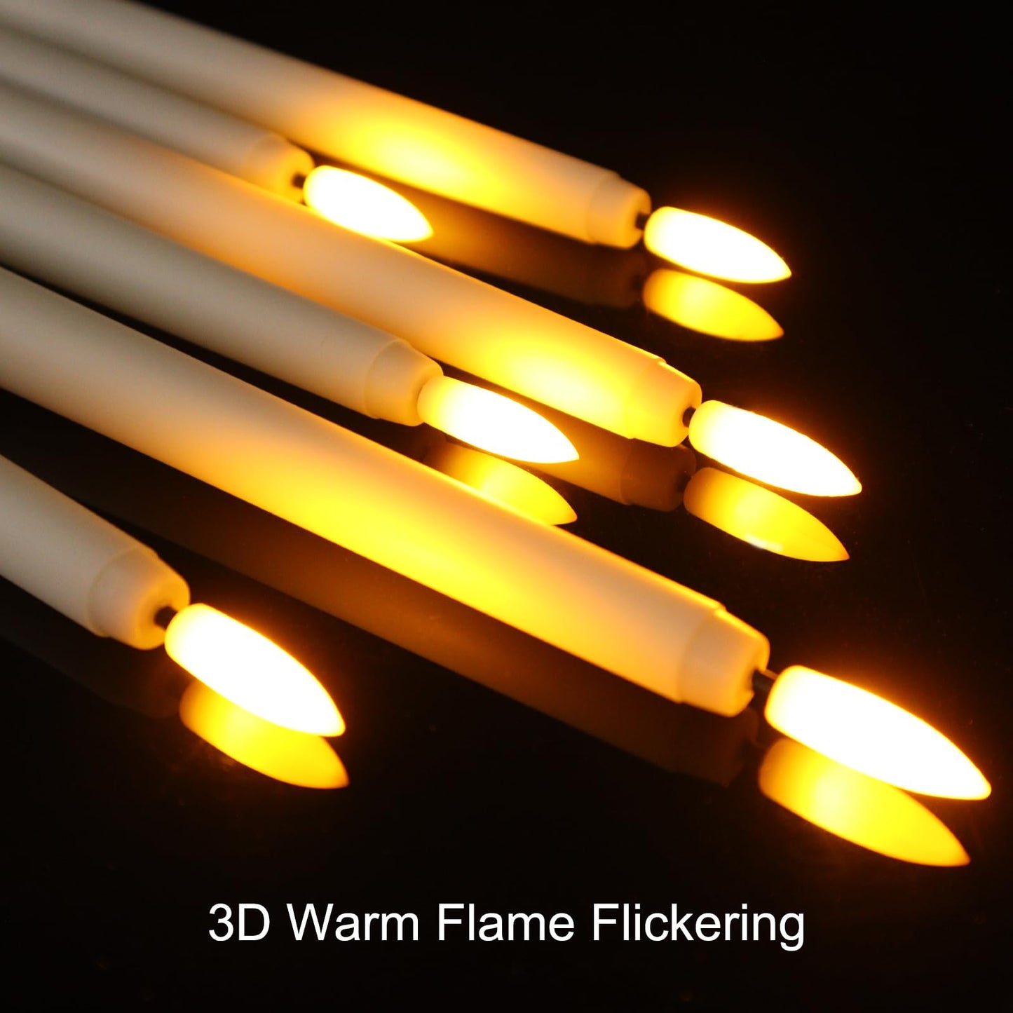 Hopule 12 Pcs Flickering Flameless LED Taper Candles, 11" Long Fake Taper Candles Battery Operated with Remote Timer, Ivory Plastic Electric Candlesticks for Wedding Party Christmas Holiday